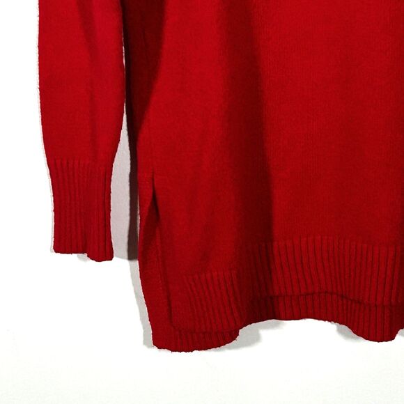 Anthropologie Serena V-Neck Sweater Size XS Rhubarb Red Button Pullover Knit - Picture 4 of 9